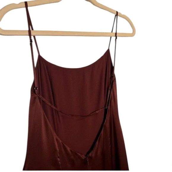 Reformation 100% silk Melina Brown Dress NEW - Picture 4 of 10